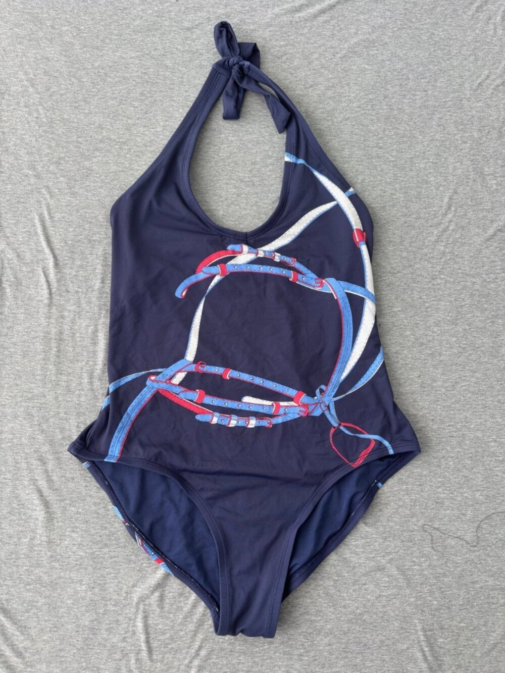 J.McLaughlin Halter One Piece Swim 10 Old Money Equestrian Print Cruise Preppy